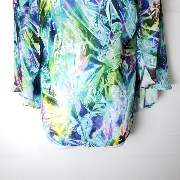 NWT Milly Watercolor Bat Wing Top Size 6 Scoop Neck Retail $275 - Picture 6 of 10